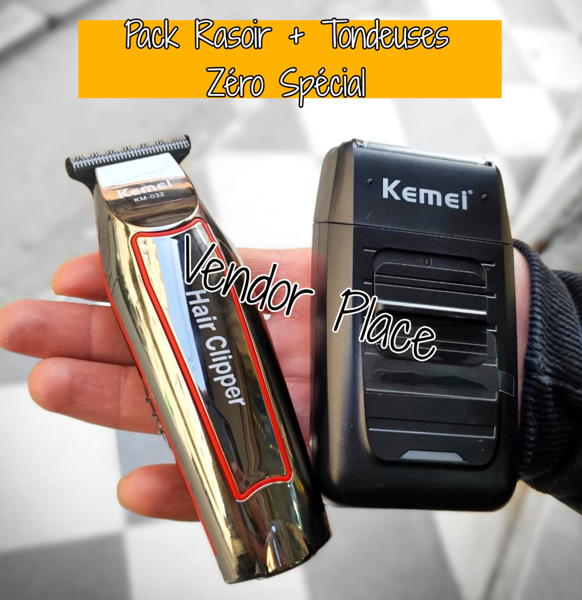 Pack(RK32) rasoir +tendeuse KEMEI 032