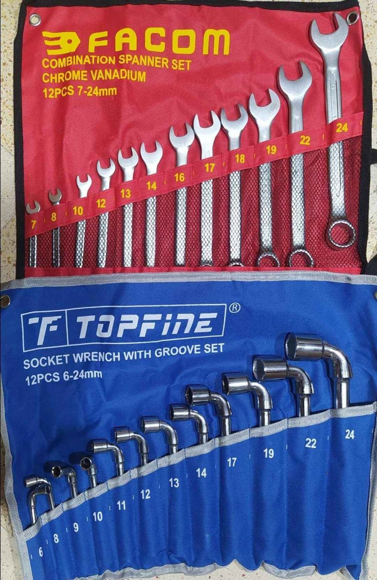 Pack jeux de clé mixte 12pcs Facom + j de clé à pipe 12pcs topfine